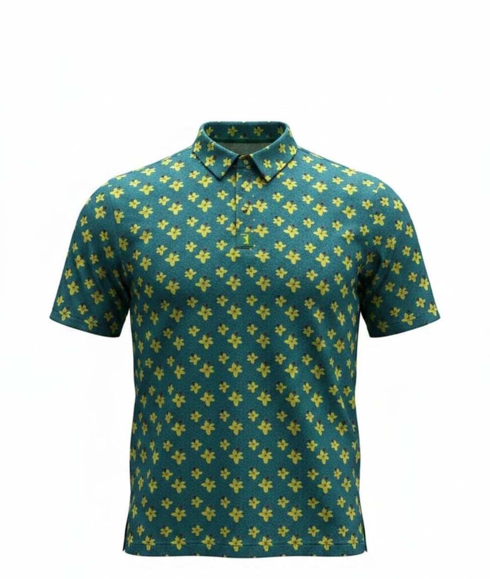 Bogey Bros Golf Polo Shirt Men's XL Teal Yellow Floral Print
Aa28